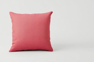 A vibrant pink decorative pillow placed on a light background, adding a pop of color to home decor.