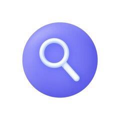 3D Magnifying glass illustration. Search, discovery, analysis concept. Loupe icon.