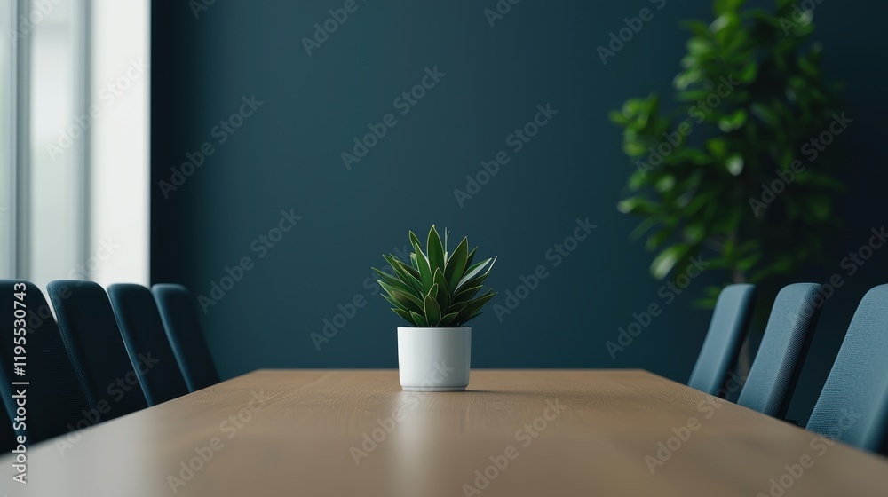 Aufkleber modern meeting room with empty table and ergonomic seating