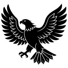 Obraz premium American eagle black silhouette vector, Simple silhouette Design vector icon with white background. Wild Animal Vector. Bird Vector.