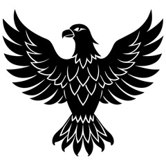 American eagle  black silhouette vector, Simple silhouette Design vector icon with white background. Wild Animal Vector. Bird Vector.