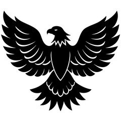 American eagle  black silhouette vector, Simple silhouette Design vector icon with white background. Wild Animal Vector. Bird Vector.