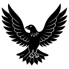 Obraz premium American eagle black silhouette vector, Simple silhouette Design vector icon with white background. Wild Animal Vector. Bird Vector.