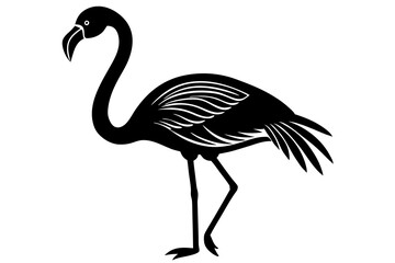 flamingo bird black silhouette vector, Simple silhouette Design vector icon with white background. Wild Animal Vector. Bird Vector.