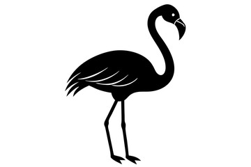 flamingo bird black silhouette vector, Simple silhouette Design vector icon with white background. Wild Animal Vector. Bird Vector.