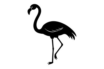 Obraz premium flamingo bird black silhouette vector, Simple silhouette Design vector icon with white background. Wild Animal Vector. Bird Vector.