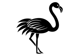 flamingo bird black silhouette vector, Simple silhouette Design vector icon with white background. Wild Animal Vector. Bird Vector.