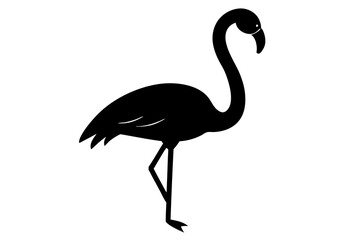 flamingo bird black silhouette vector, Simple silhouette Design vector icon with white background. Wild Animal Vector. Bird Vector.