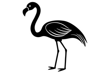 flamingo bird black silhouette vector, Simple silhouette Design vector icon with white background. Wild Animal Vector. Bird Vector.