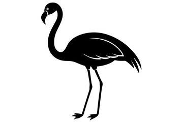 Obraz premium flamingo bird black silhouette vector, Simple silhouette Design vector icon with white background. Wild Animal Vector. Bird Vector.