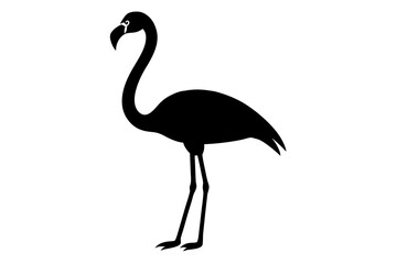 flamingo bird black silhouette vector, Simple silhouette Design vector icon with white background. Wild Animal Vector. Bird Vector.