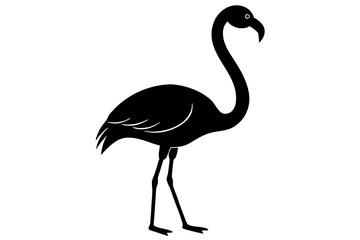 Fototapeta premium flamingo bird black silhouette vector, Simple silhouette Design vector icon with white background. Wild Animal Vector. Bird Vector.