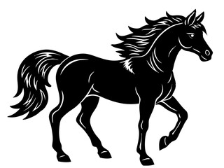 Obraz premium horse black silhouette vector, Simple silhouette Design vector icon with white background. Wild Animal Vector. 
