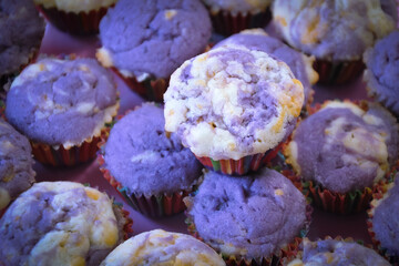 Delicious cheese and purple yam flavoured muffins 