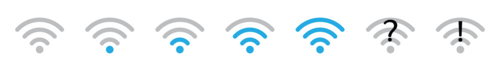 wifi signal icon set. wireless internet sign. wifi icon st for app, ui and website. mobile signal status icon. internet connection symbol. vector illustration on transparent background