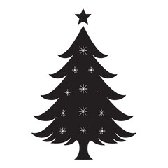 Christmas tree black silhouette vector illustration isolated on a white background