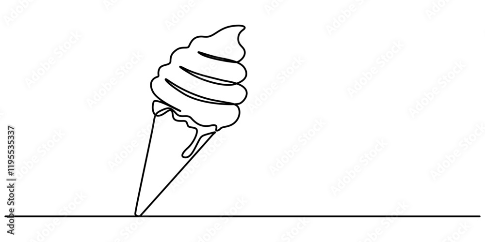 Poster ice cream bar continuous one line drawing vector illustration, ice cream single line icon, ice cream