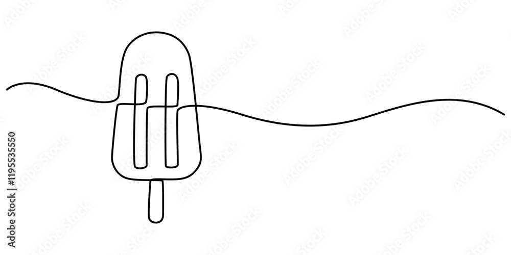 Poster ice cream bar continuous one line drawing vector illustration, ice cream single line icon, ice cream