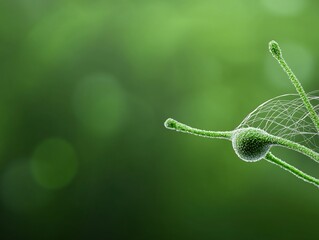 Intricate Green Plant Structure Soft Light Macro Photography. AI Generated