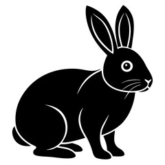 rabbit black silhouette vector, Simple silhouette Design vector icon with white background. Wild Animal Vector.	