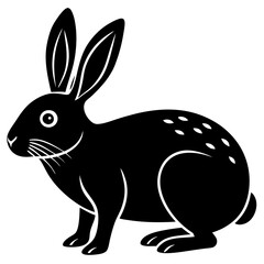 rabbit black silhouette vector, Simple silhouette Design vector icon with white background. Wild Animal Vector.	