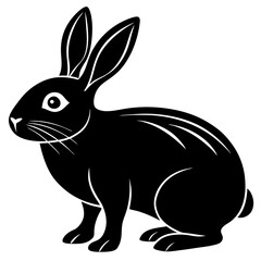 rabbit black silhouette vector, Simple silhouette Design vector icon with white background. Wild Animal Vector.	