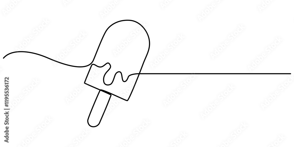 Poster ice cream bar continuous one line drawing vector illustration, ice cream single line icon, ice cream