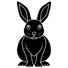 rabbit black silhouette vector, Simple silhouette Design vector icon with white background. Wild Animal Vector.	