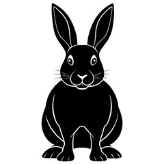 rabbit black silhouette vector, Simple silhouette Design vector icon with white background. Wild Animal Vector.	