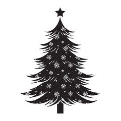 Christmas tree black silhouette vector illustration isolated on a white background