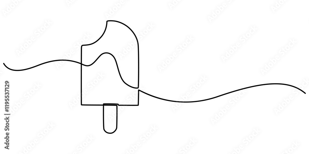 Aufkleber ice cream bar continuous one line drawing vector illustration, ice cream single line icon, ice cream