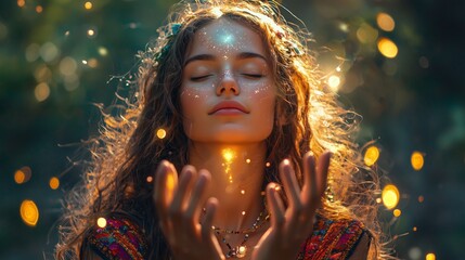 Portrait of a spiritual being connecting to the divine