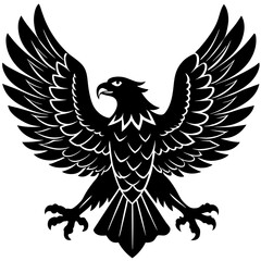 american eagle  black silhouette vector, Simple silhouette Design vector icon with white background. Wild Animal Vector.	
