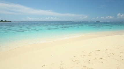 Fototapeta premium Serene Tropical Beach Scene Turquoise Water White Sand