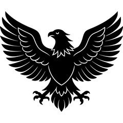 american eagle  black silhouette vector, Simple silhouette Design vector icon with white background. Wild Animal Vector.	