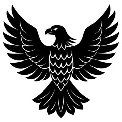 american eagle  black silhouette vector, Simple silhouette Design vector icon with white background. Wild Animal Vector.	