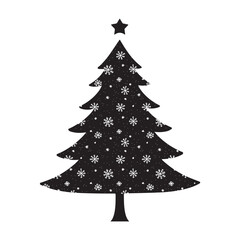 Christmas tree black silhouette vector illustration isolated on a white background