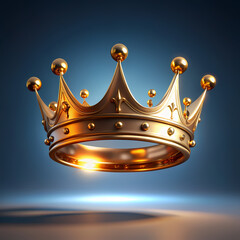 Golden Royal King Crown 3D Render Luxury Jewel Elegant Design art blue regal power metal shiny light
