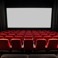 Cinema Experience: Red Seats and a Giant Screen Suitable for Mockup