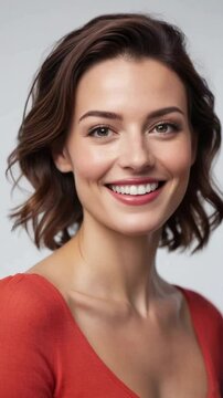 changing portraits of beautiful women on a neutral background