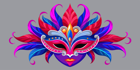 Ornate Venetian Carnival Mask with Vibrant Feathers and Silver Trim in Dramatic Studio Lighting