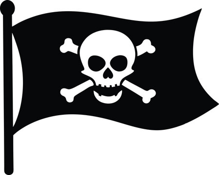 recommend clip art: pirate flag with a skull and crossbones silhouette, skull and crossbones flag silhouette icon