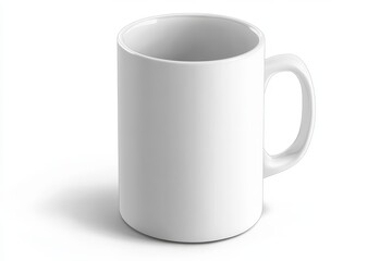 Fototapeta premium Plain white ceramic coffee mug with handle, isolated on white background. (3)