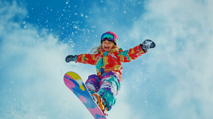 Winter wonderland energetic snowboarding adventure photography