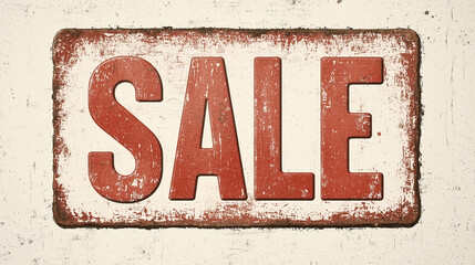 A red grunge-style rectangular stamp with the word "SALE" in bold capital letters. The distressed texture gives a worn, rugged effect with scratches and imperfections, set on a pla