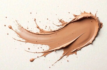 Paint stroke color mocha mousse 2025 on light background. Copy space