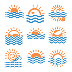motion sun and wave  logo design 