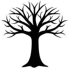 tree with roots silhouette vector