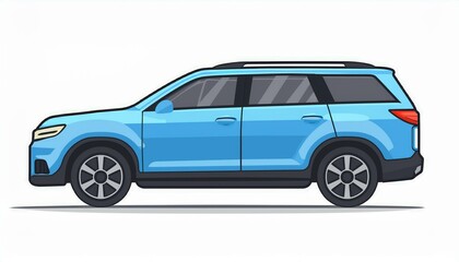 Obraz premium car suv illustrayion in flat style auto side view blue automobile isolated