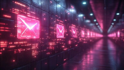 A futuristic holographic interface with floating task cards, calendar events, and reminders glowing in a virtual workspace, Automated email marketing strategy, floating holographic data, sleek modern 